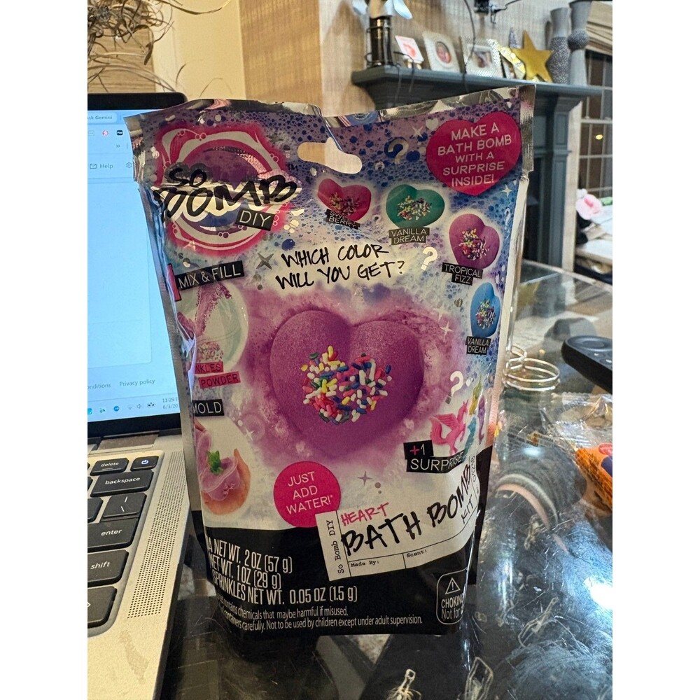 So Bomb DIY Kit Heart Bath Bomb Kit With Surprise, Ages 6+, New